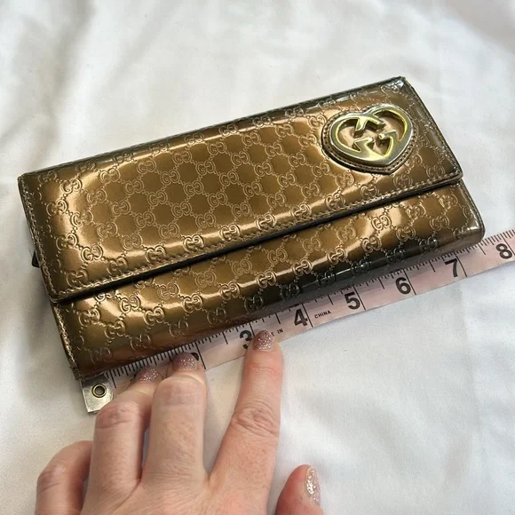 Gucci Micro Guccissima Bronze Patent Leather Long Wallet - Picture 12 of 13